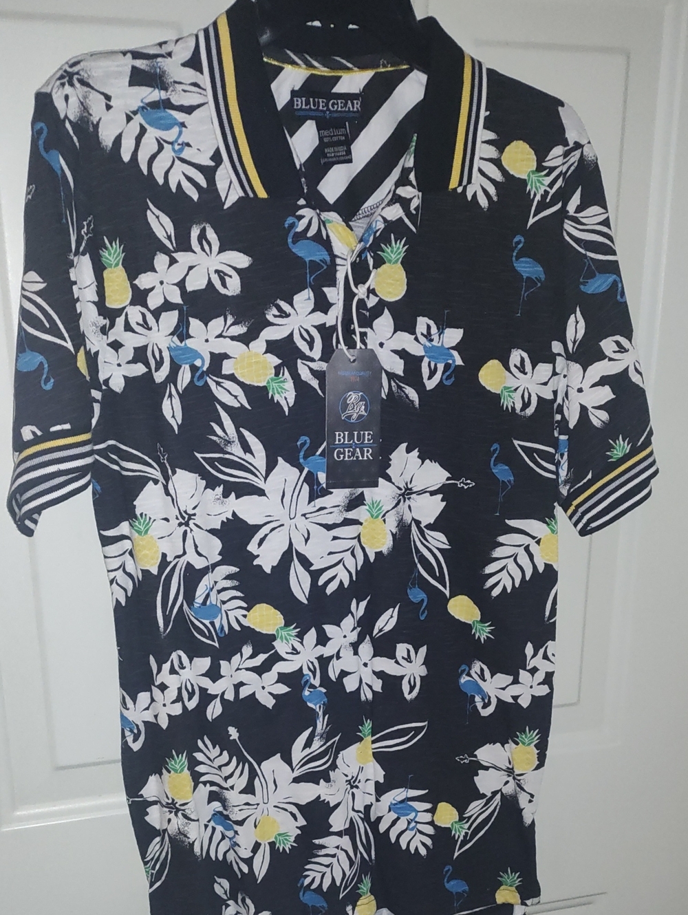 Boys' Black Tropical Pineapple Polo Shirt